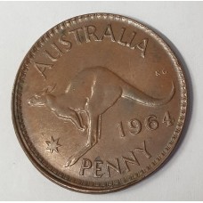 AUSTRALIA 1964 . ONE 1 PENNY . ERROR . MIS-STRIKE . OFF CENTRE